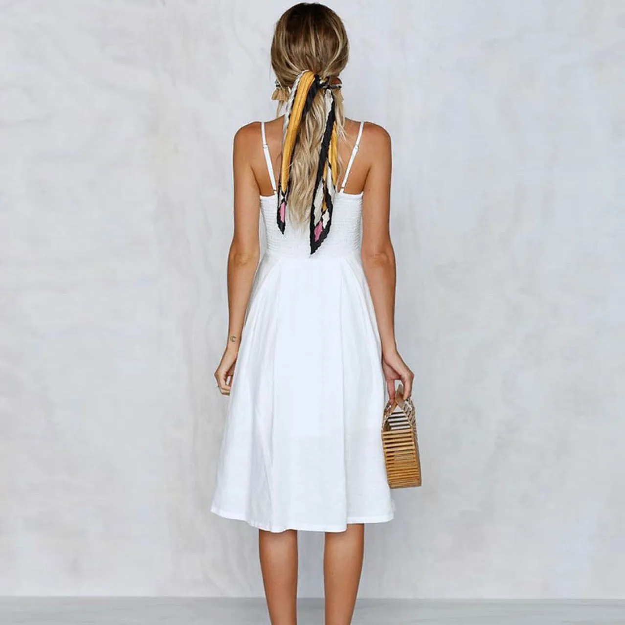 Hot Style V-neck Strapless High-waisted Dress