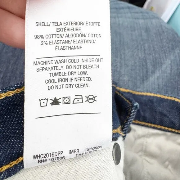 Hudson Holly High Rise Straight Cropped Jeans Raw Hem Dark Wash Classic Size 28