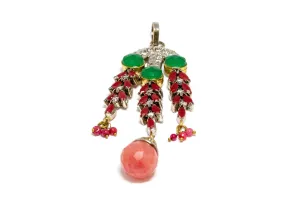 Indian Pendant With Synthetic Ruby and Emerald