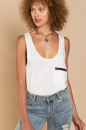 Ivory Back Zipper POL Tank Top 3/6/24 8134