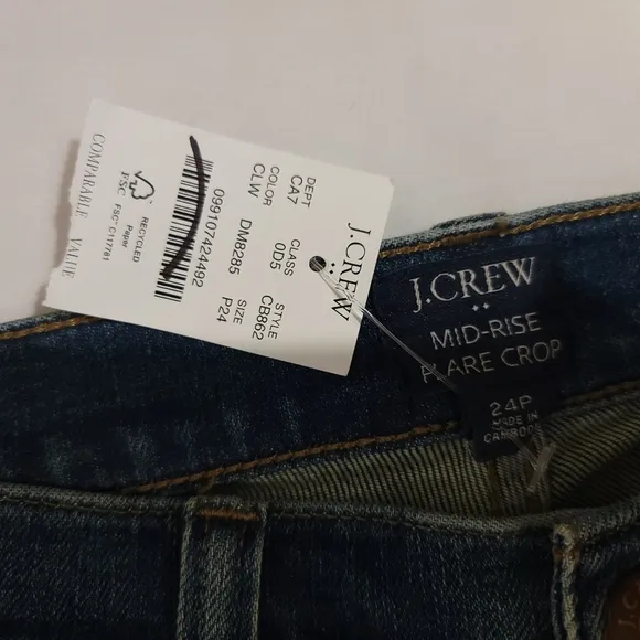 J. Crew Mid-Rise Flare Crop Jean in Signature Stretch Women's Size 24 Petite