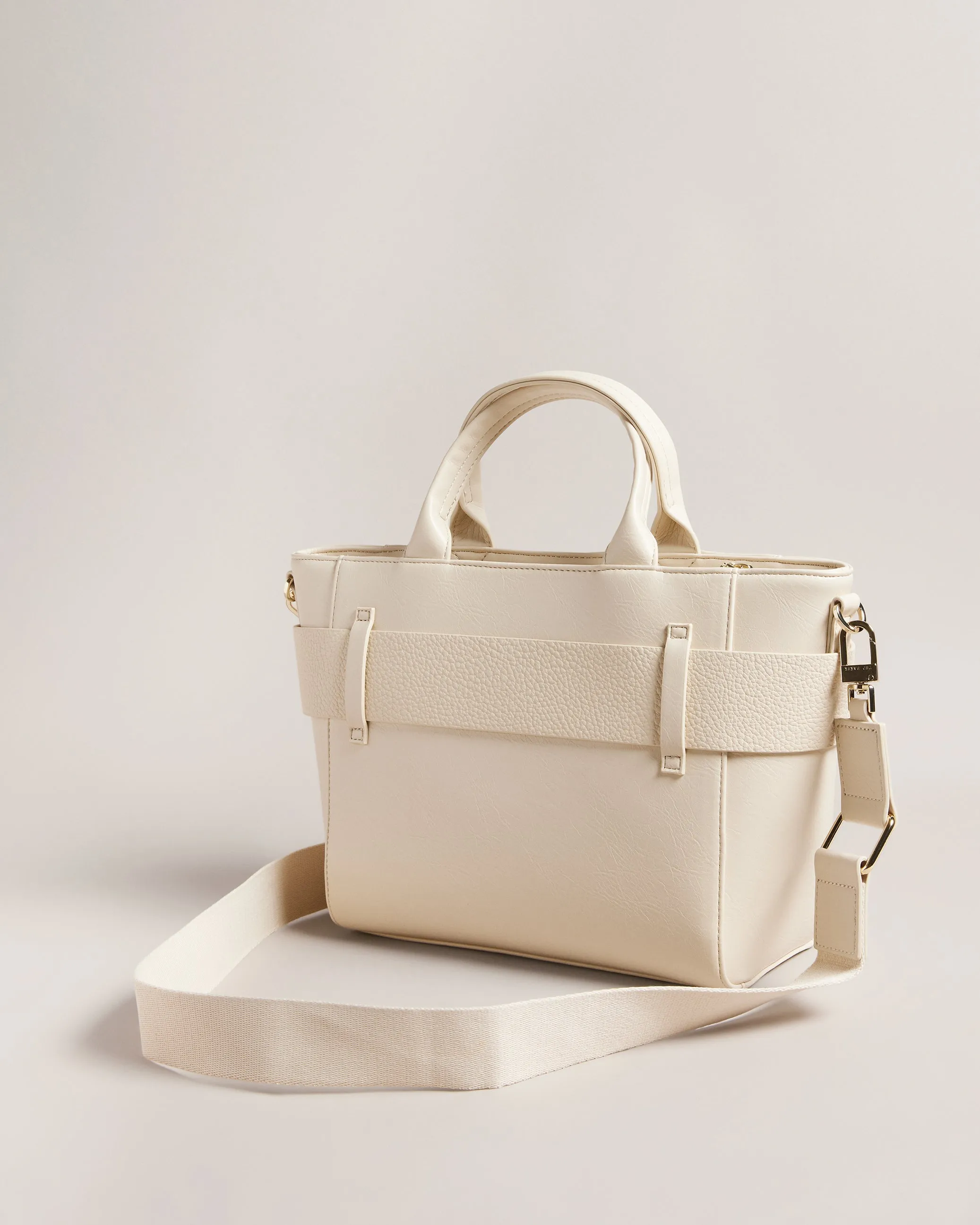Jimsa Faux Leather Bow Crossbody Bag Ecru