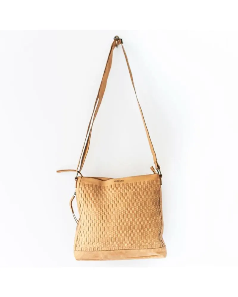 JUJU & CO Woven Hobo - Natural Leather