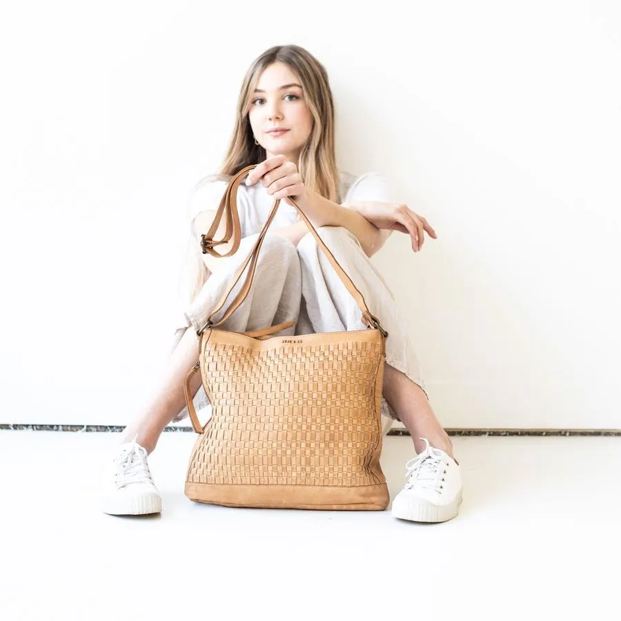 JUJU & CO Woven Hobo - Natural Leather