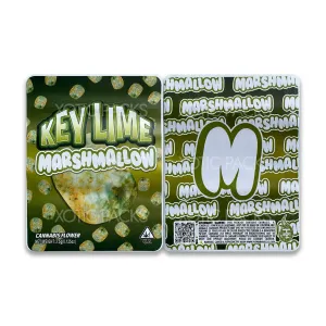 Key Lime Marshmallow Mylar Bag 3.5 Grams with Labels and Stickers