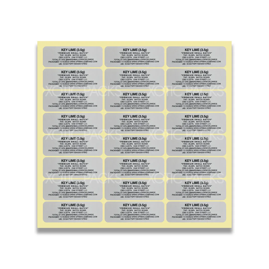 Key Lime Marshmallow Mylar Bag 3.5 Grams with Labels and Stickers