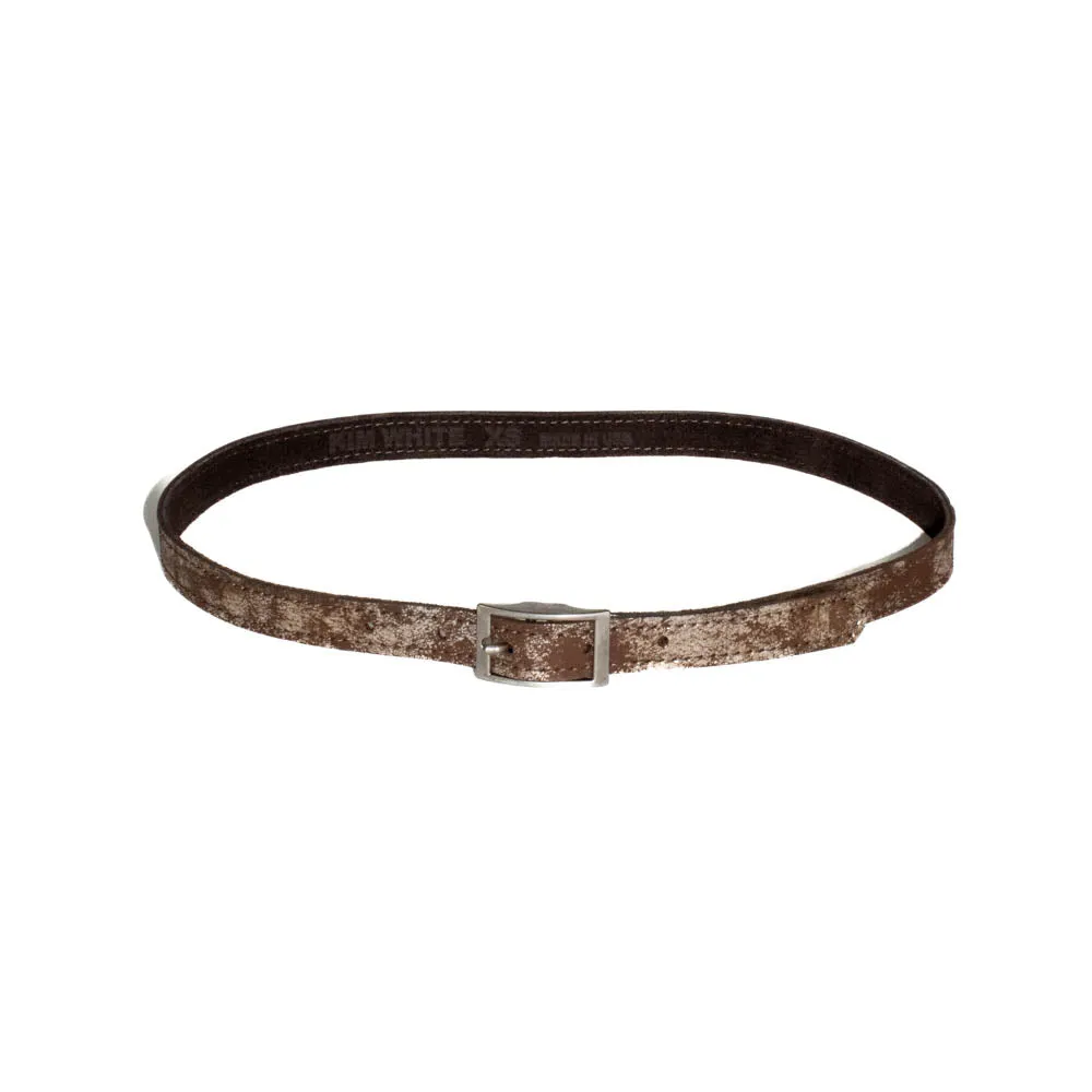 Kim White - Metallic Skinny Belt (Smoky Brown/Brass)