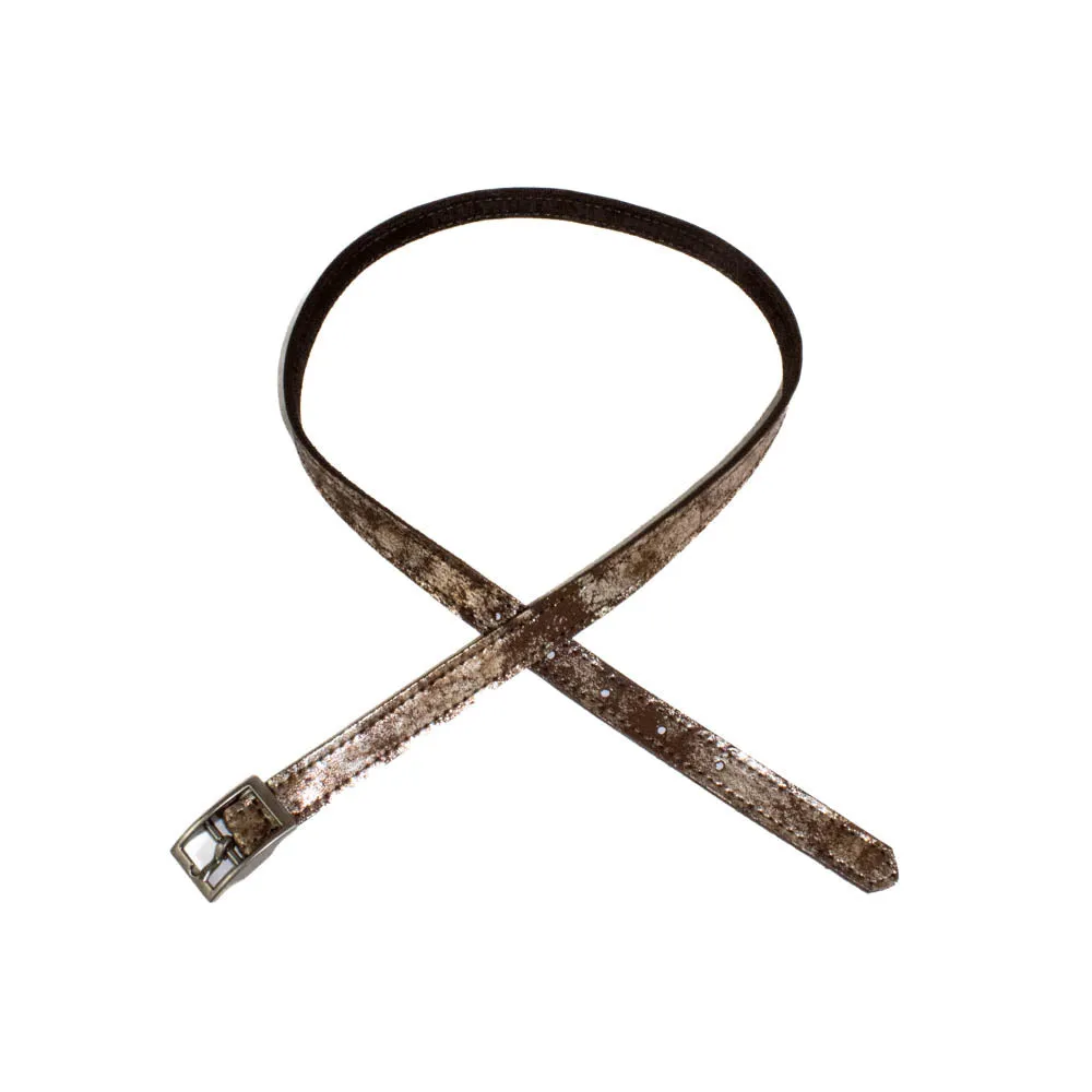 Kim White - Metallic Skinny Belt (Smoky Brown/Brass)