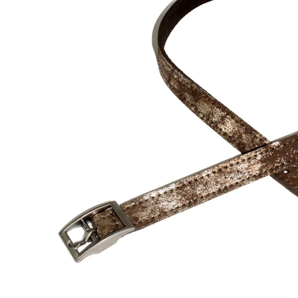 Kim White - Metallic Skinny Belt (Smoky Brown/Brass)