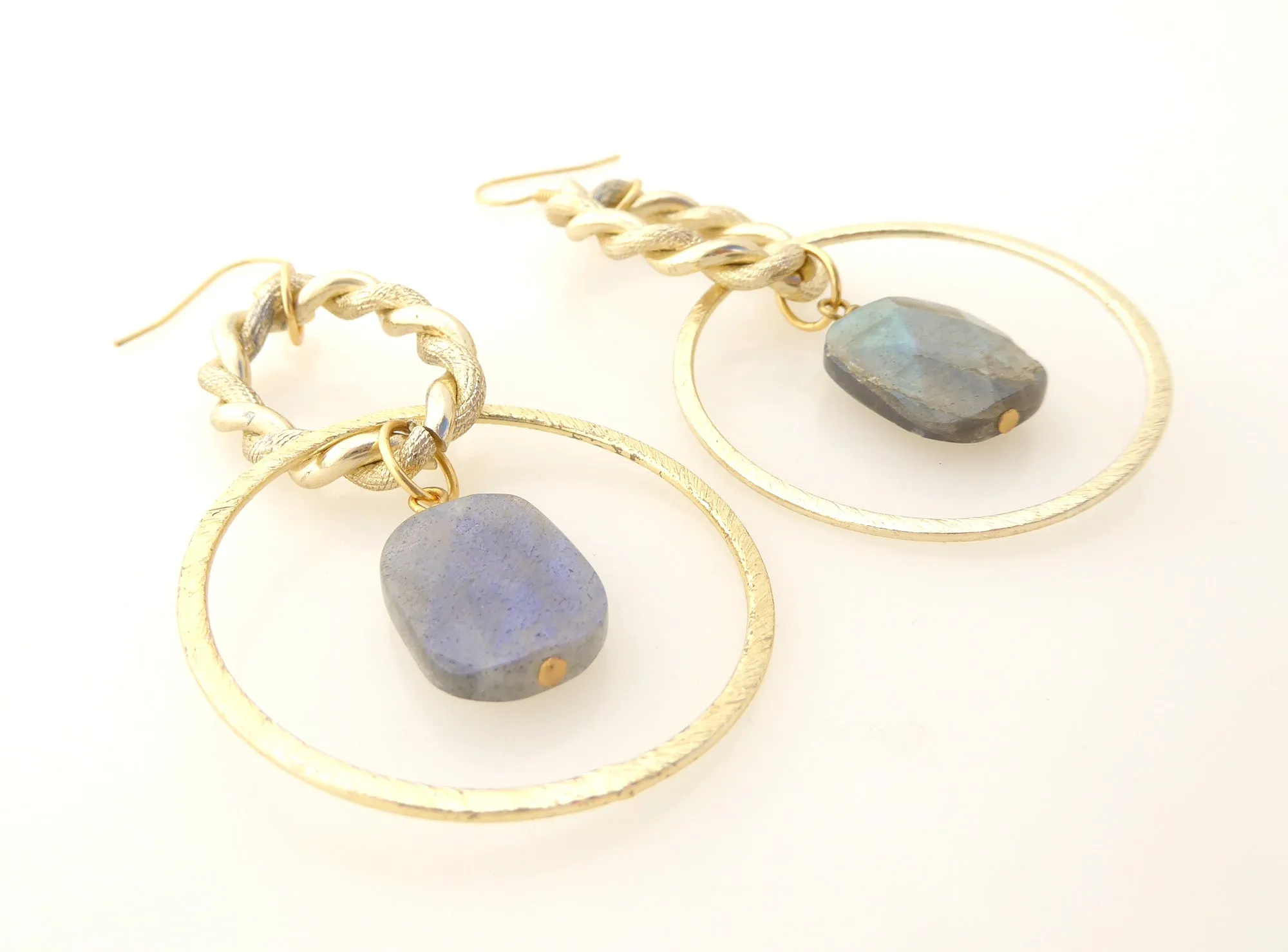 Labradorite chain link earrings