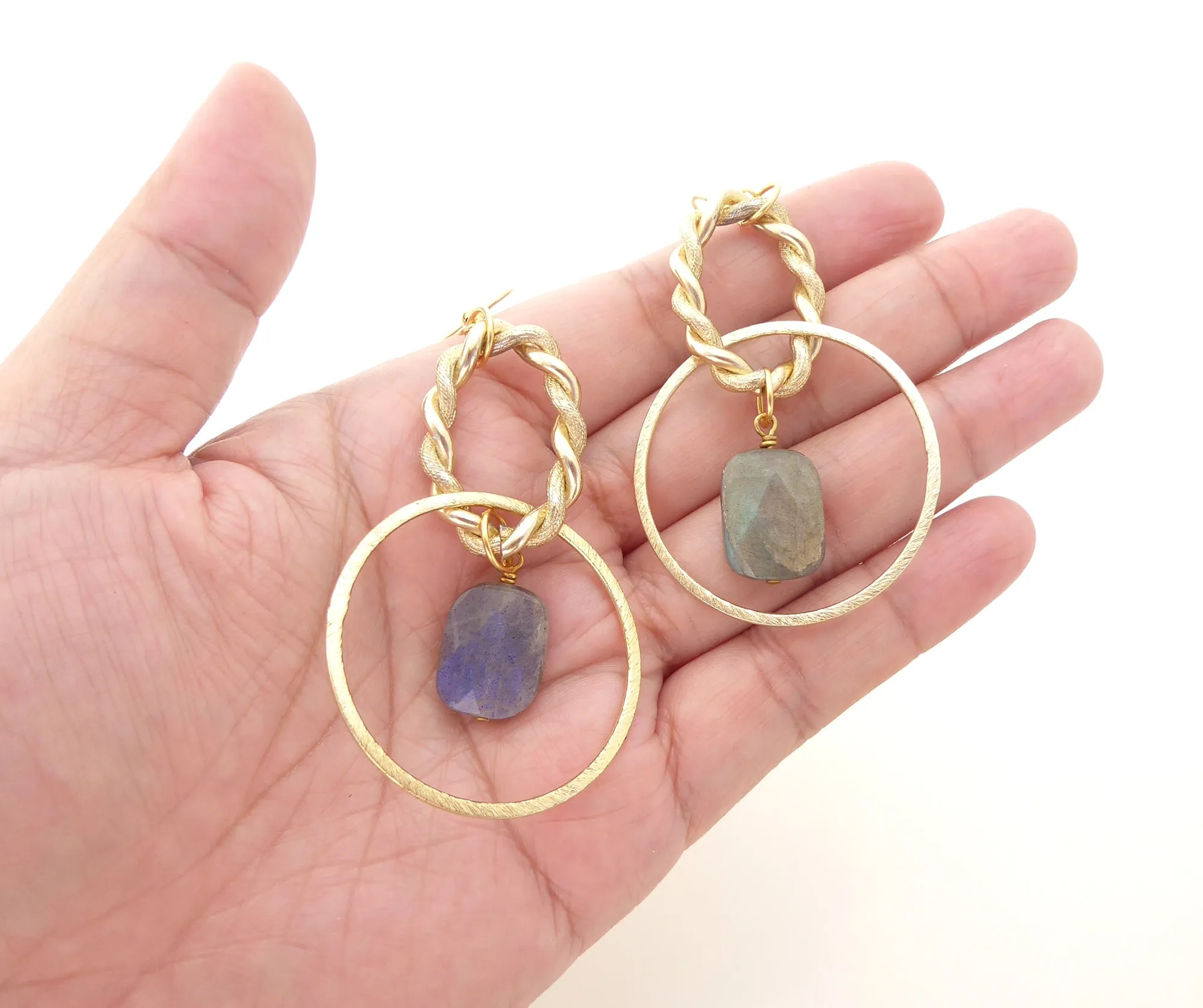Labradorite chain link earrings