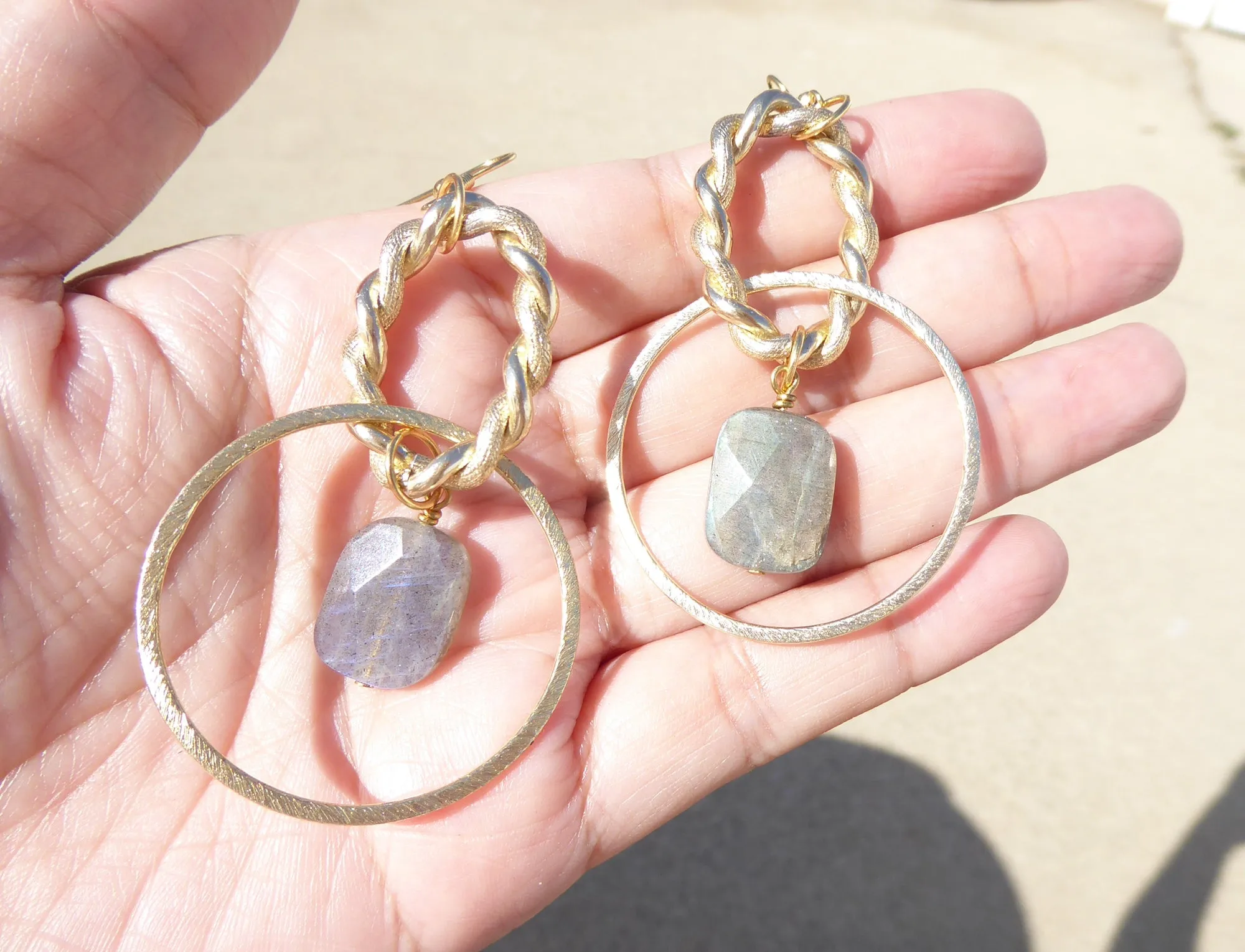 Labradorite chain link earrings