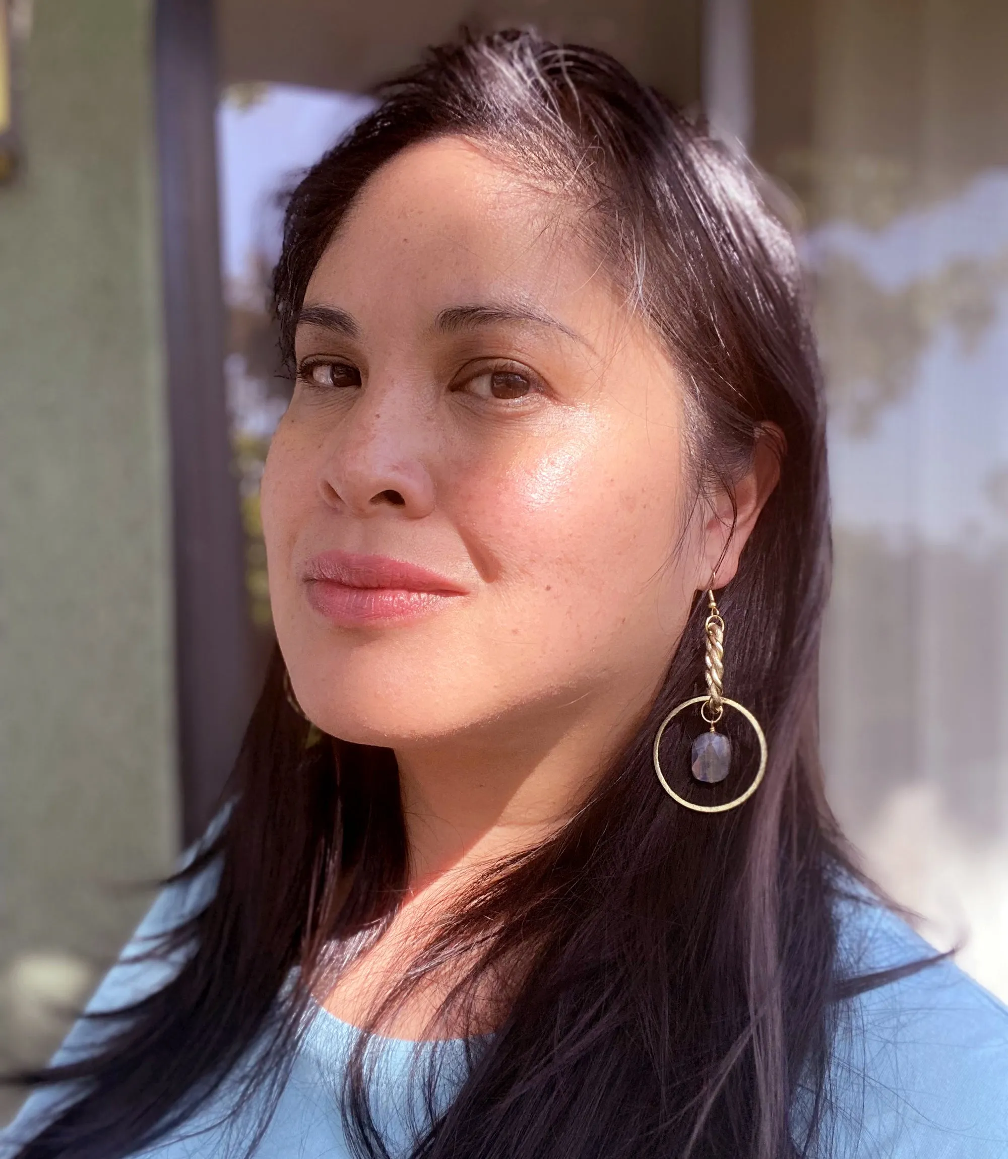 Labradorite chain link earrings