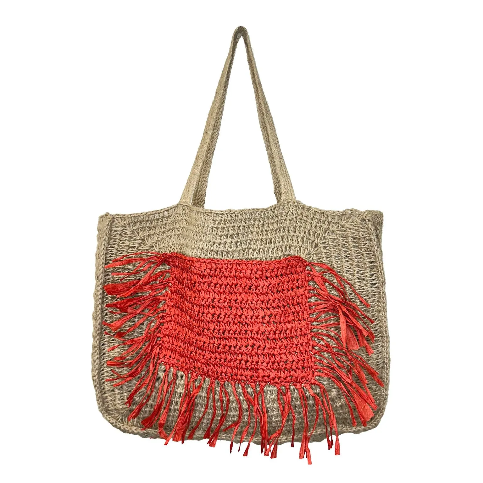 Lana Red Jute Pocket Bag