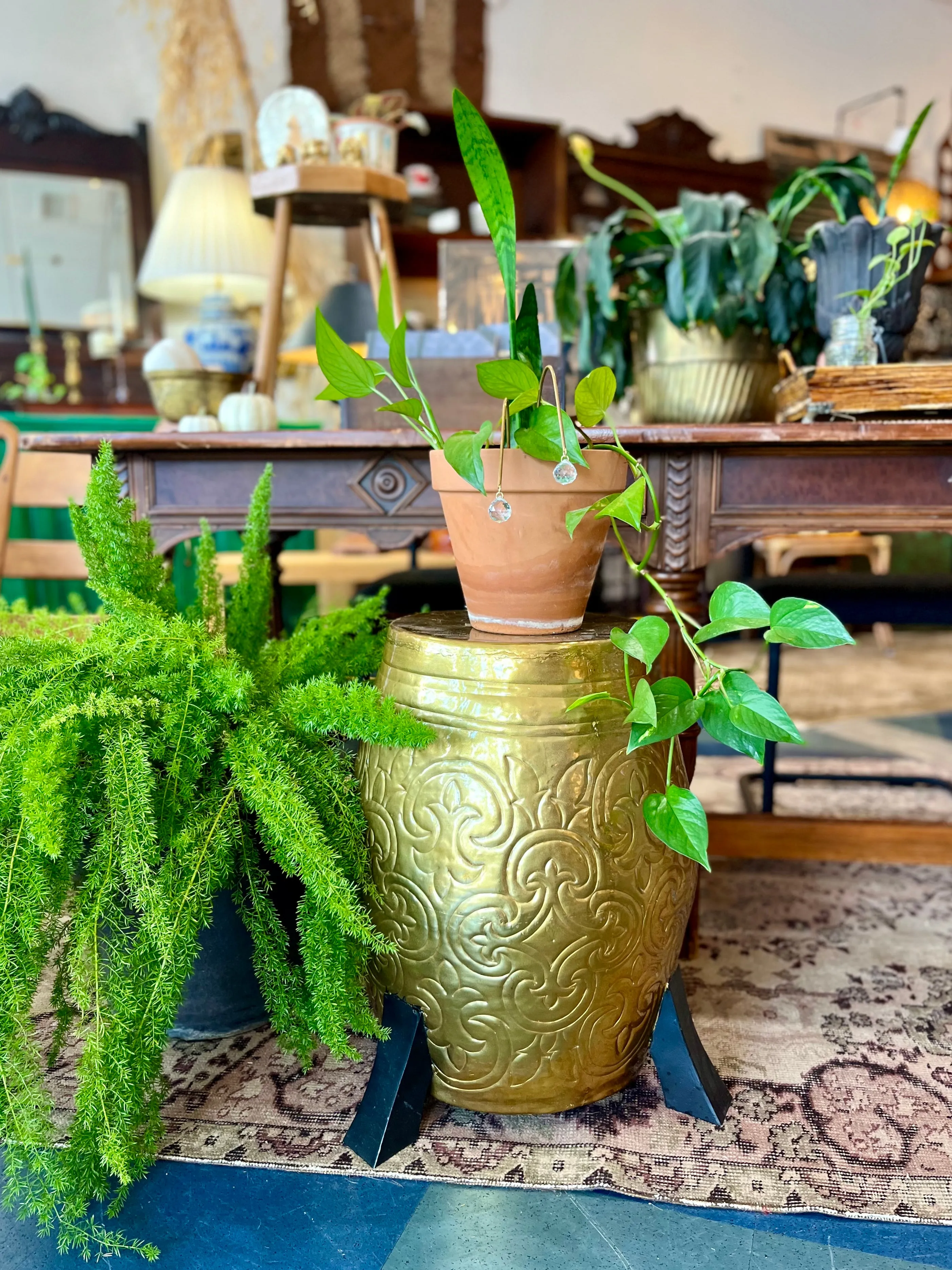Large Round Gold Plant Stand