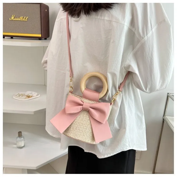Last-minute sale Bow &amp; – for Fast response Handwoven Crossbody Strap Photos Adjustable Bag Shape | Wooden Handle Cotton Rope with Check-Ins Perfect Bag