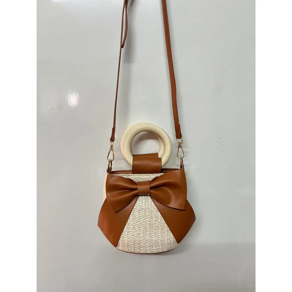 Last-minute sale Bow &amp; – for Fast response Handwoven Crossbody Strap Photos Adjustable Bag Shape | Wooden Handle Cotton Rope with Check-Ins Perfect Bag