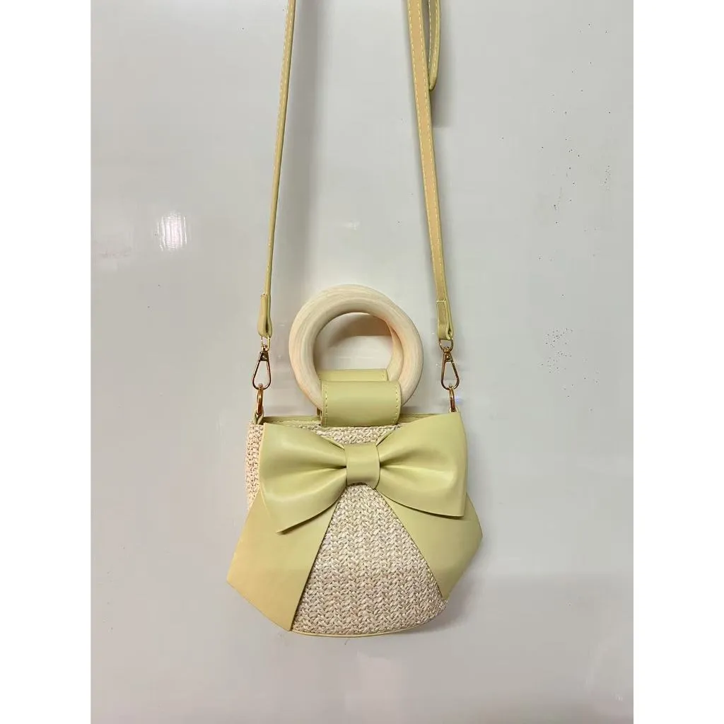 Last-minute sale Bow &amp; – for Fast response Handwoven Crossbody Strap Photos Adjustable Bag Shape | Wooden Handle Cotton Rope with Check-Ins Perfect Bag