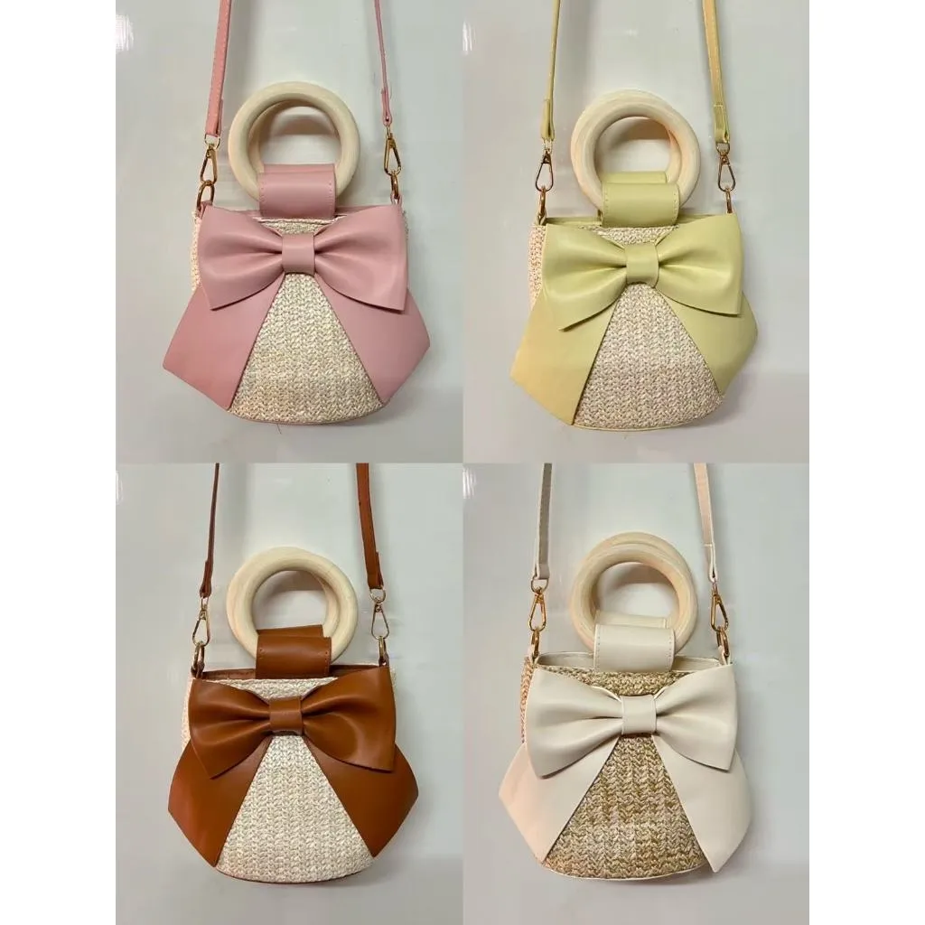 Last-minute sale Bow &amp; – for Fast response Handwoven Crossbody Strap Photos Adjustable Bag Shape | Wooden Handle Cotton Rope with Check-Ins Perfect Bag