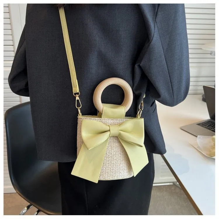 Last-minute sale Bow &amp; – for Fast response Handwoven Crossbody Strap Photos Adjustable Bag Shape | Wooden Handle Cotton Rope with Check-Ins Perfect Bag