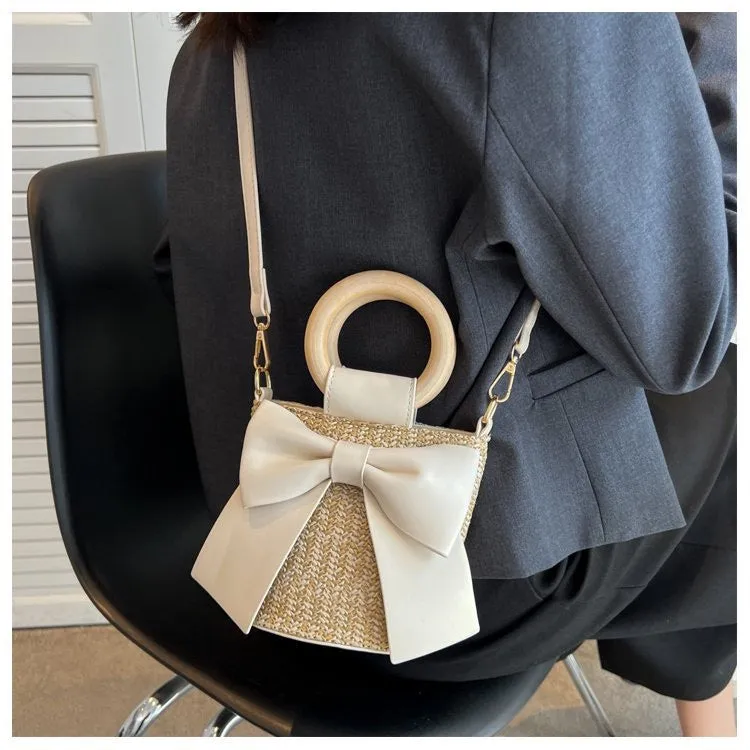 Last-minute sale Bow &amp; – for Fast response Handwoven Crossbody Strap Photos Adjustable Bag Shape | Wooden Handle Cotton Rope with Check-Ins Perfect Bag
