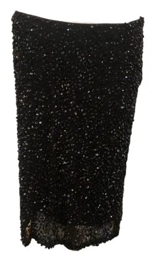 Loewe 2000s Black Glass Beaded Cocktail Skirt