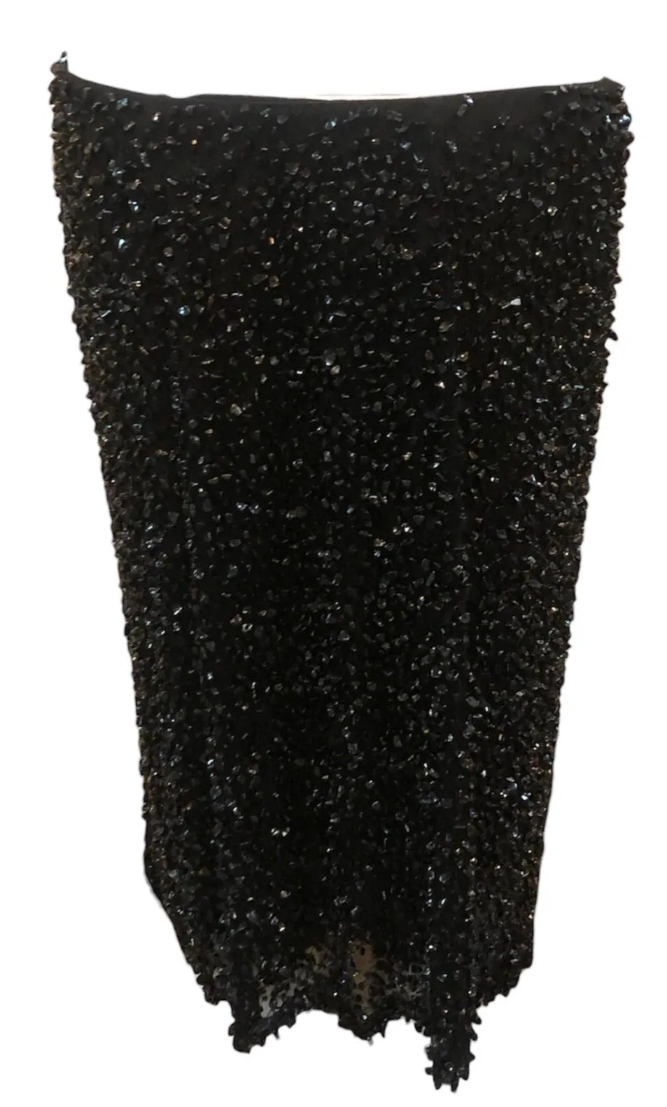 Loewe 2000s Black Glass Beaded Cocktail Skirt