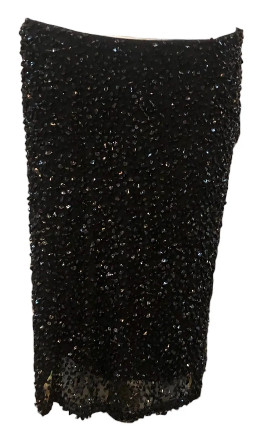 Loewe 2000s Black Glass Beaded Cocktail Skirt