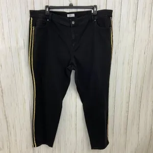 Loft Plus Black Modern Skinny Shimmer Stripe Side Hem Jeans Size 26