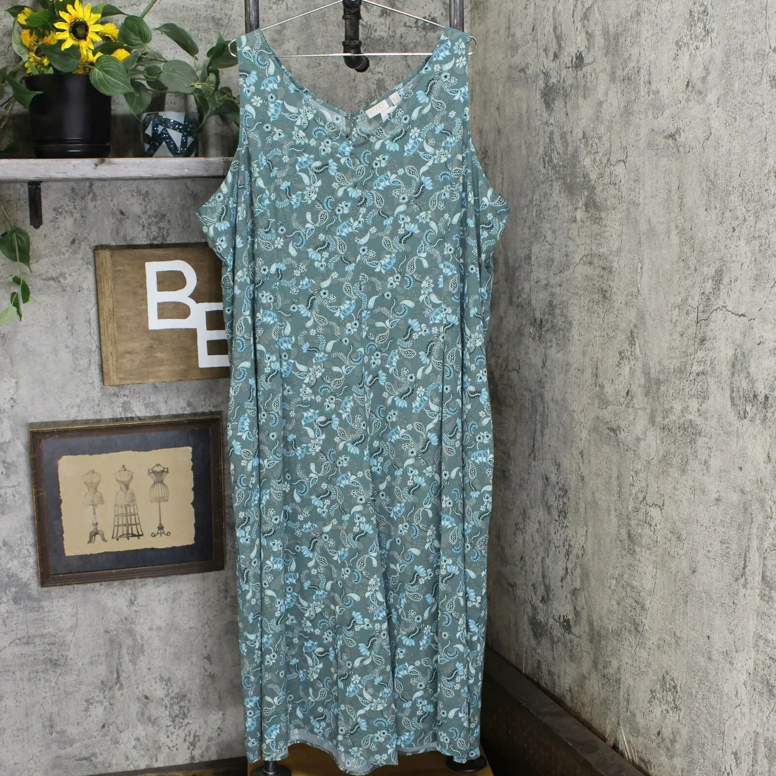 LOGO by Lori Goldstein Plus Size Floral Woven Wide Leg Jumpsuit
