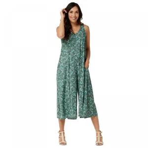LOGO by Lori Goldstein Plus Size Floral Woven Wide Leg Jumpsuit