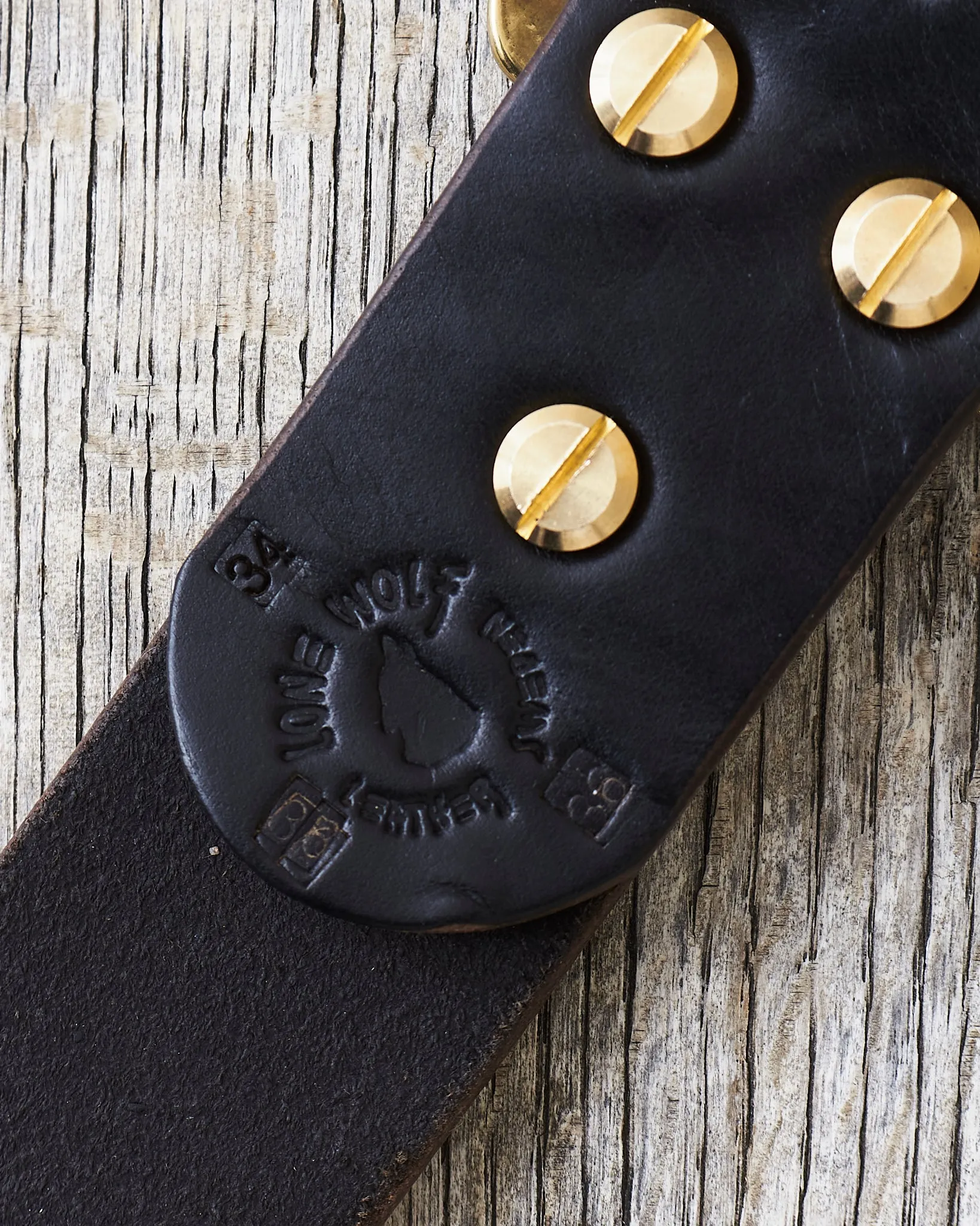 Lone Wolf Leathers Belt Black Horween CXL Brass Buckle