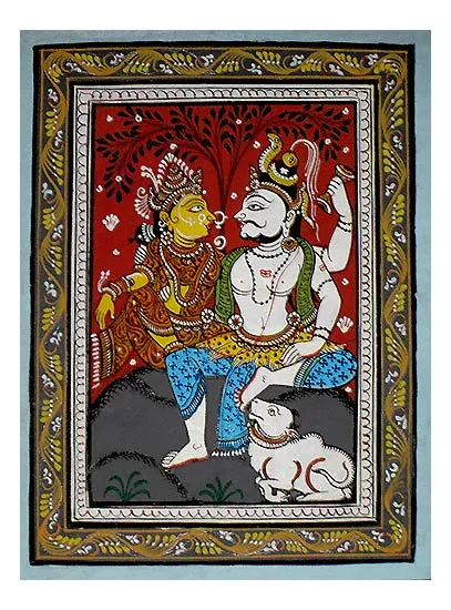 Lord Shiva in a Pacific Mood - Patachitra Painting