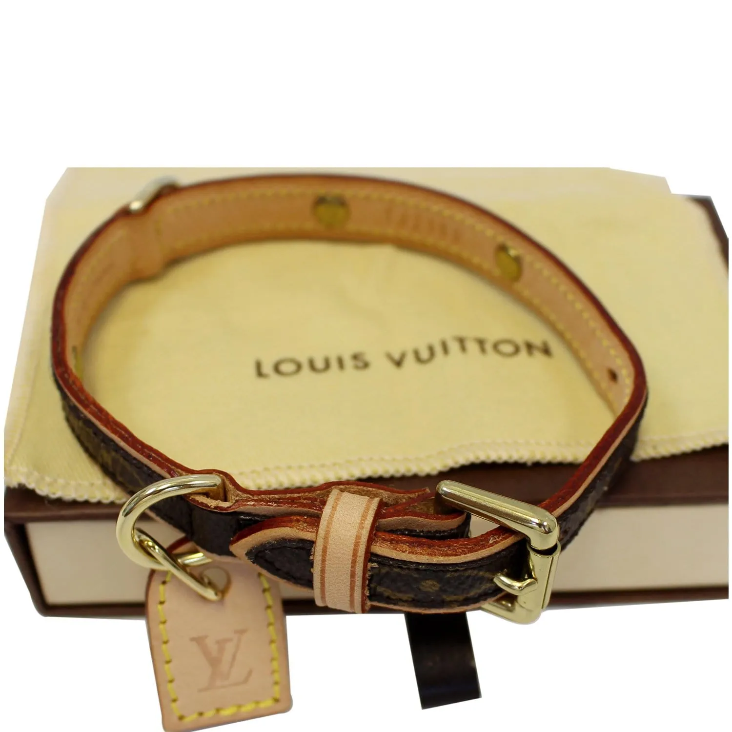 LOUIS VUITTON Baxter PM Monogram Canvas Dog Collar Brown