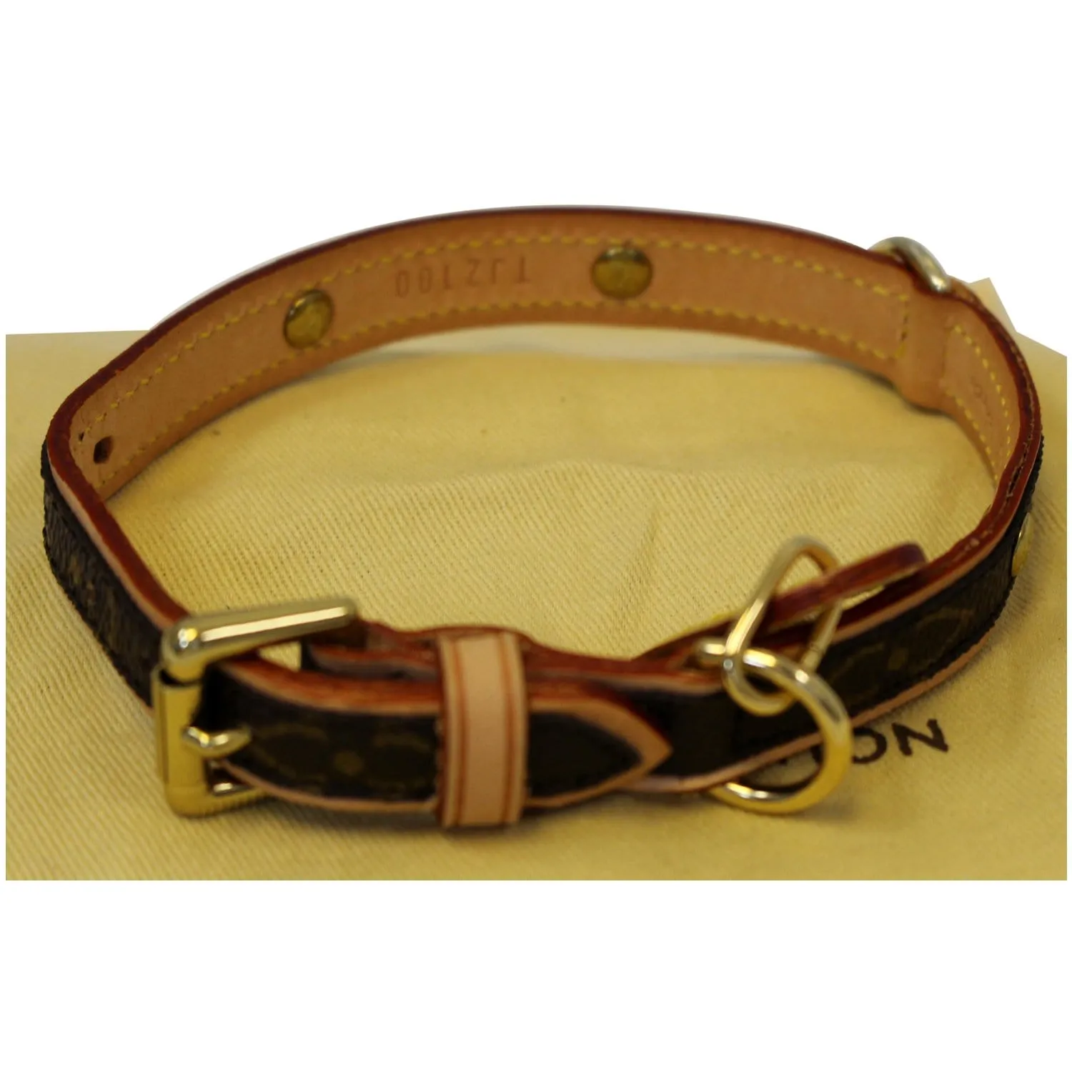 LOUIS VUITTON Baxter PM Monogram Canvas Dog Collar Brown