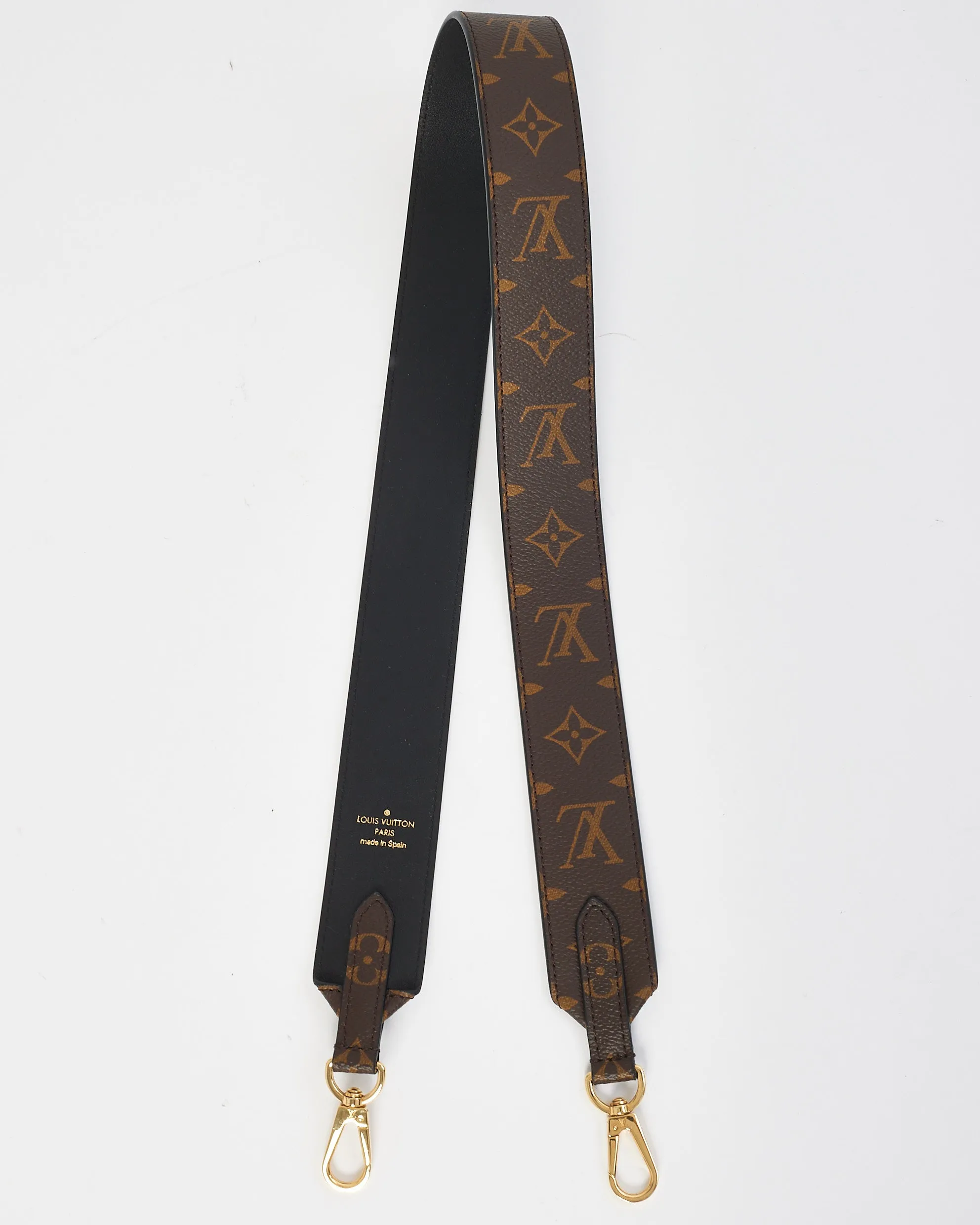 Louis Vuitton Black Leather & Monogram Canvas Bandoulière XL Strap