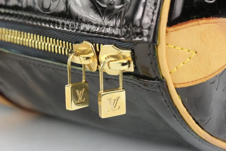 Louis Vuitton Black Monogram Vernis Mercer Keepall Boston Duffle Bag 1025lv11