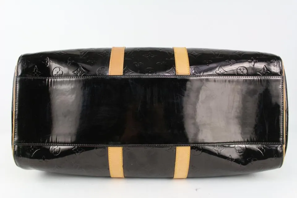 Louis Vuitton Black Monogram Vernis Mercer Keepall Boston Duffle Bag 1025lv11