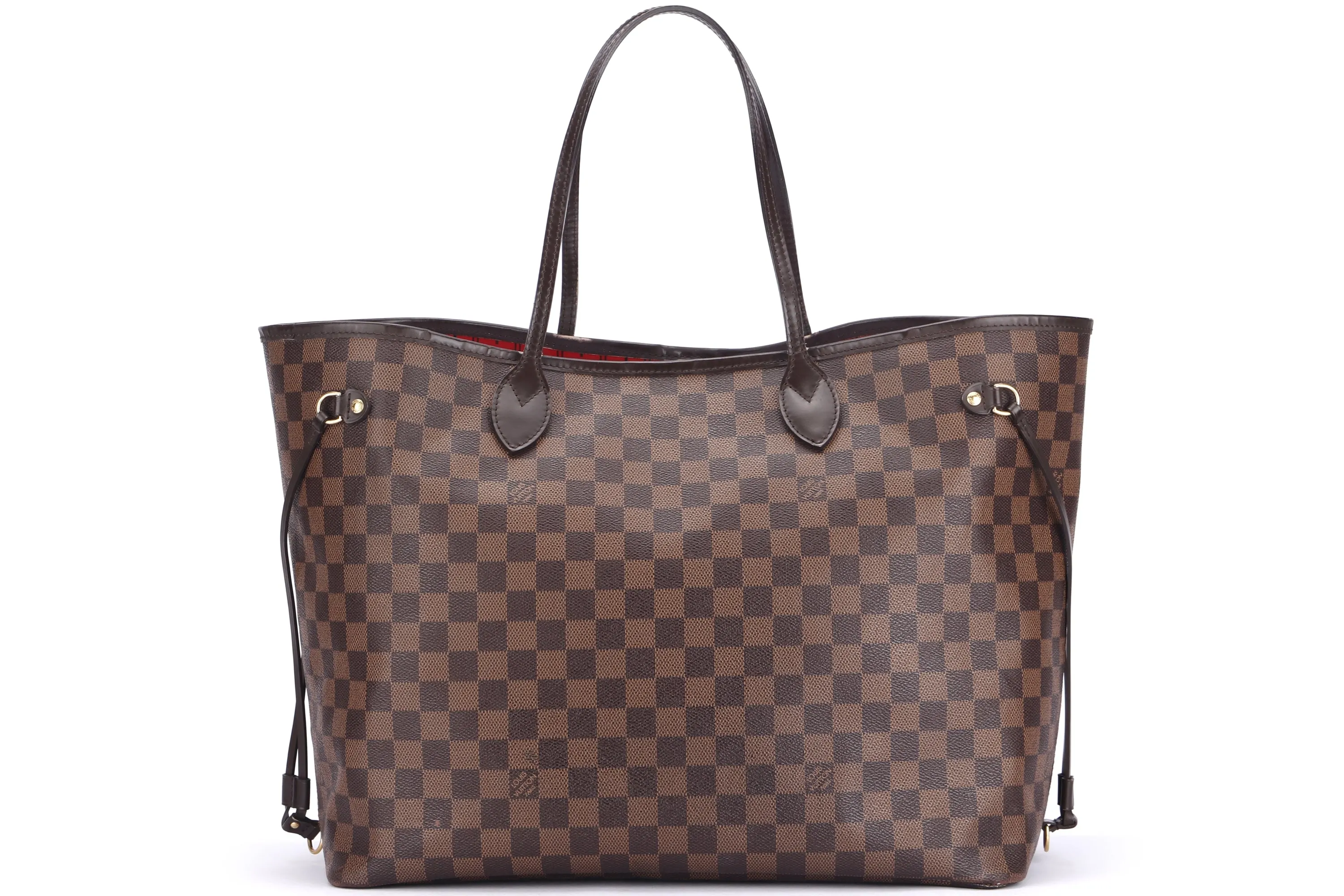 LOUIS VUITTON N41357 NEVERFULL (FL3171) GM SIZE DAMIER EBÈNE CANVAS GOLD HARDWARE, NO DUST COVER