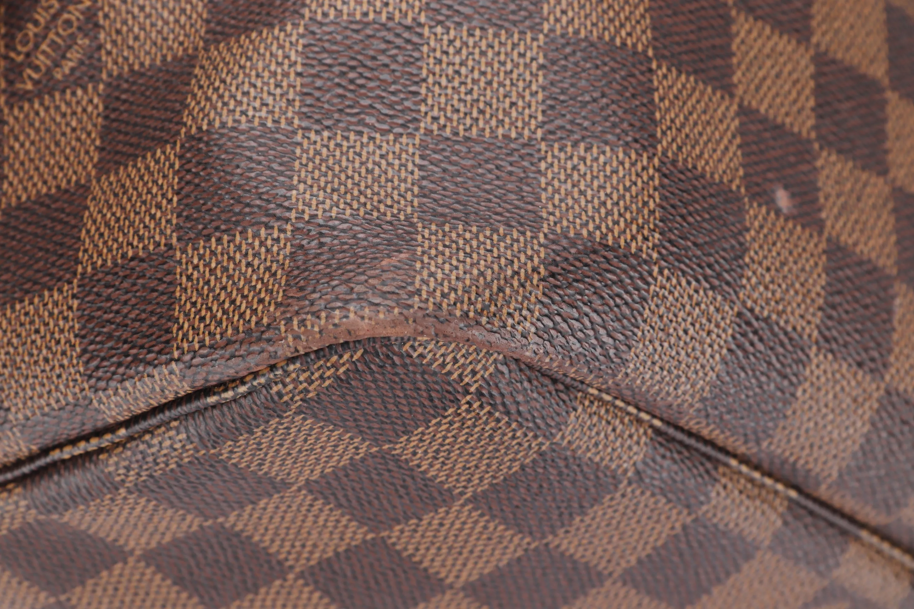 LOUIS VUITTON N41357 NEVERFULL (FL3171) GM SIZE DAMIER EBÈNE CANVAS GOLD HARDWARE, NO DUST COVER
