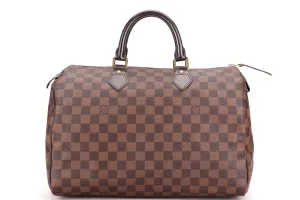 LOUIS VUITTON N41523 SPEEDY 35 (DU3141) DAMIER EBENE, WITH KEYS & LOCK, NO DUST COVER