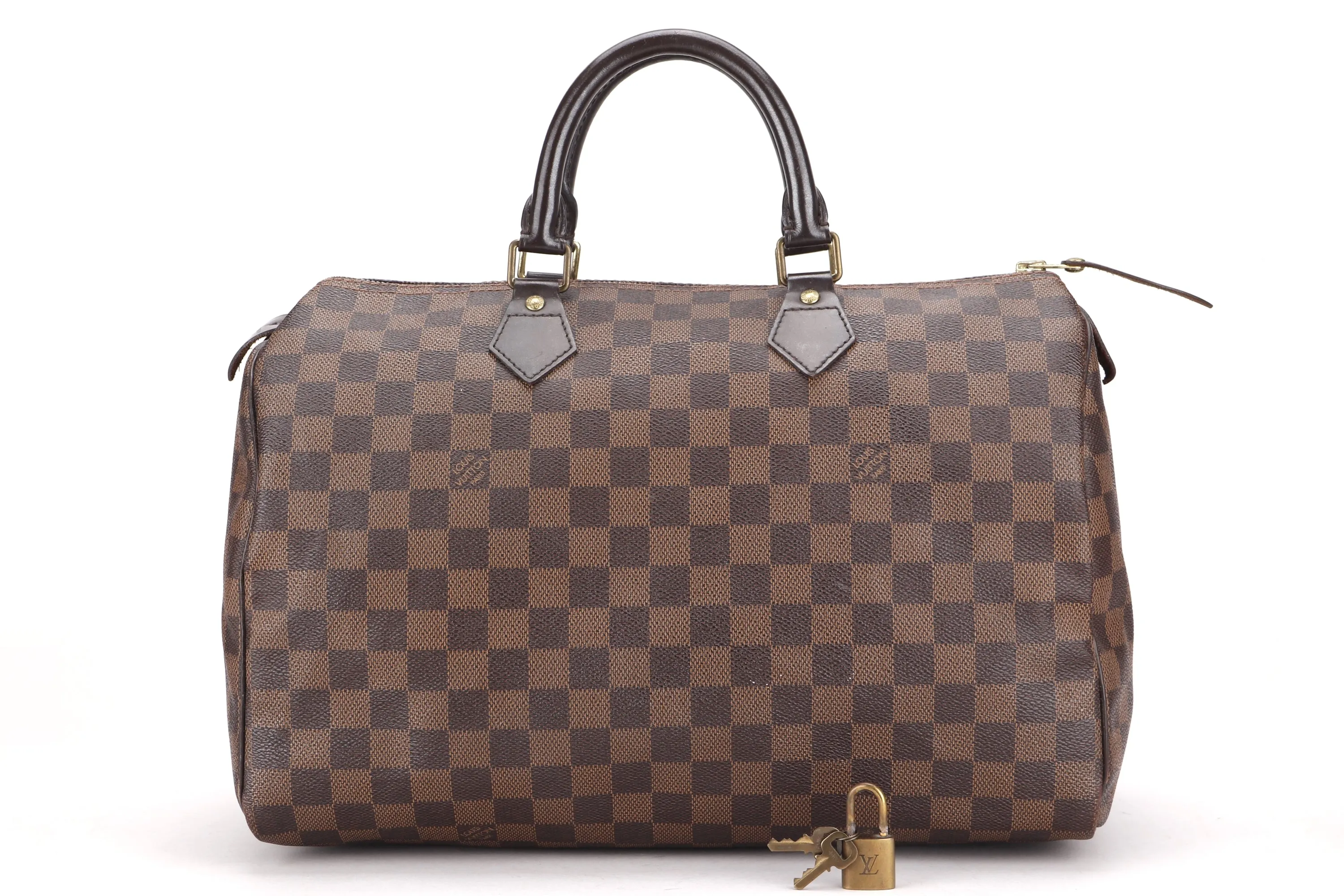 LOUIS VUITTON N41523 SPEEDY 35 (DU3141) DAMIER EBENE, WITH KEYS & LOCK, NO DUST COVER
