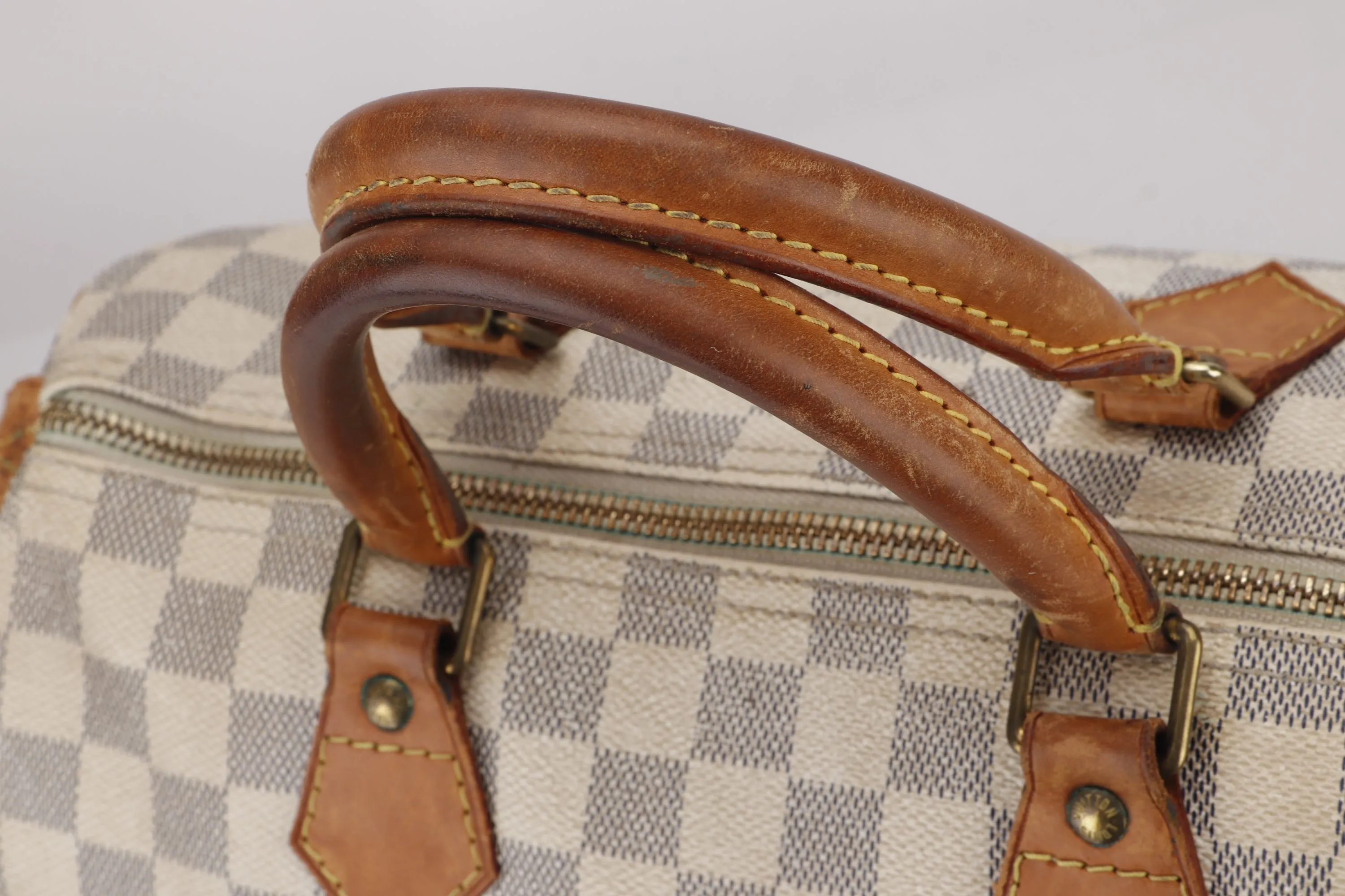 LOUIS VUITTON SPEEDY 30 (SP3130) DAMIER AZUR CANVAS GOLD HARDWARE, WITH LOCK, NO KEYS & DUST COVER