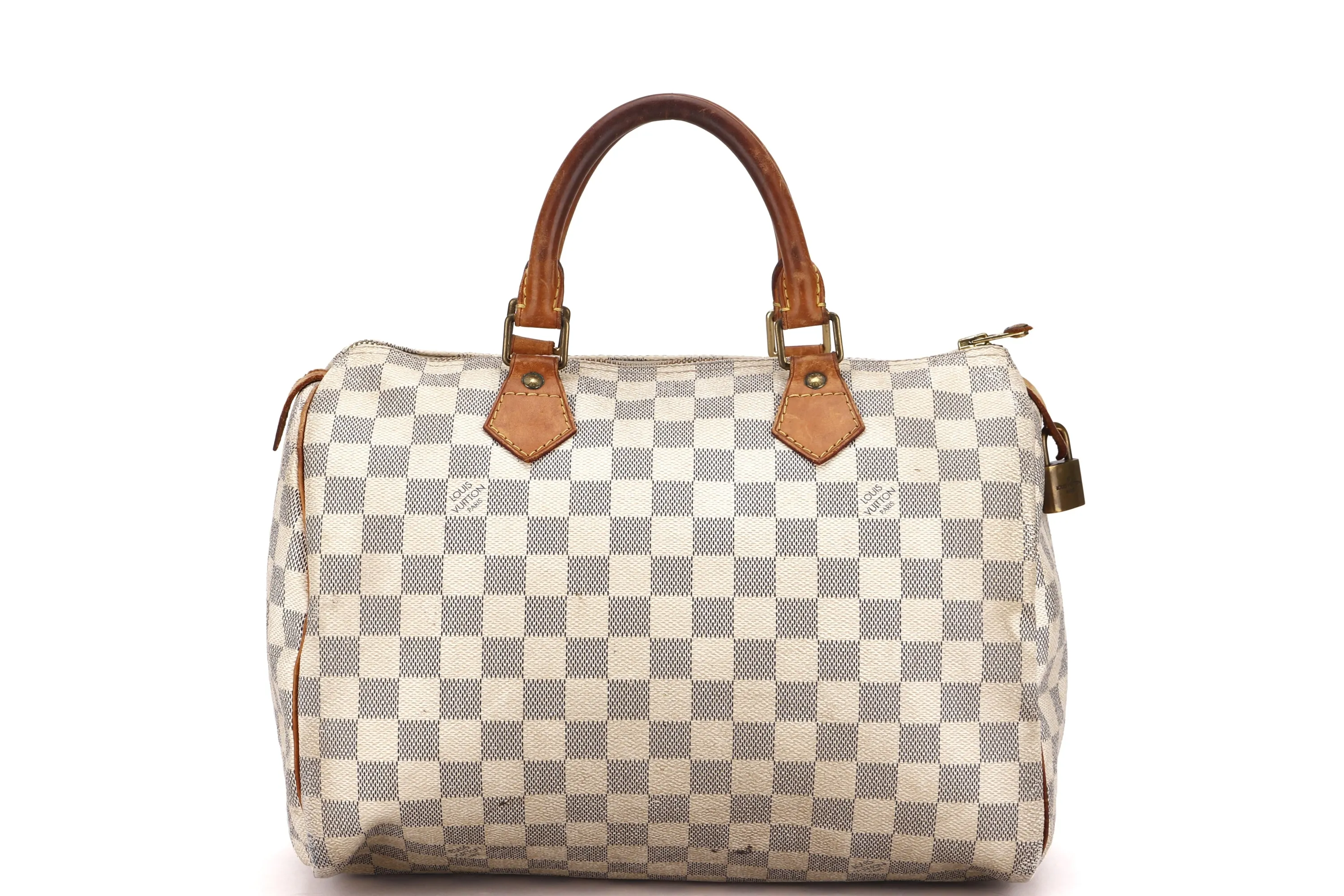 LOUIS VUITTON SPEEDY 30 (SP3130) DAMIER AZUR CANVAS GOLD HARDWARE, WITH LOCK, NO KEYS & DUST COVER
