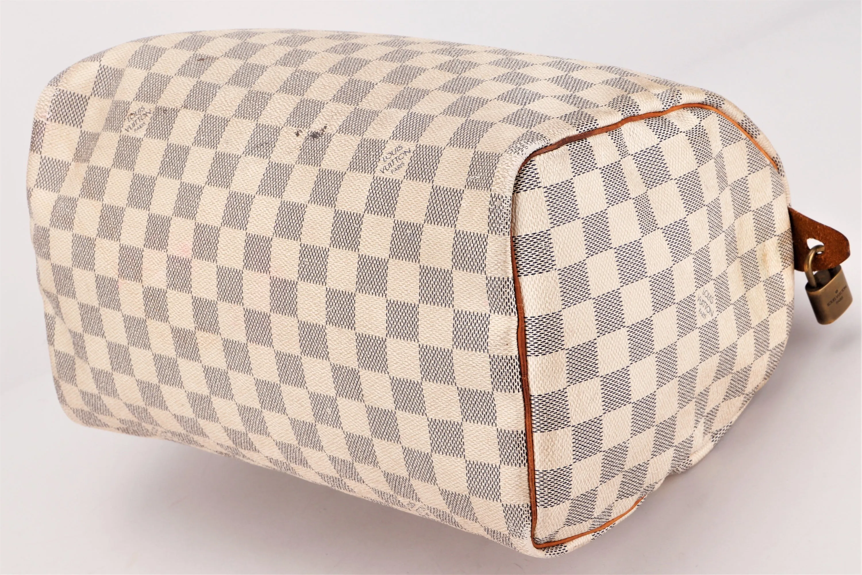 LOUIS VUITTON SPEEDY 30 (SP3130) DAMIER AZUR CANVAS GOLD HARDWARE, WITH LOCK, NO KEYS & DUST COVER