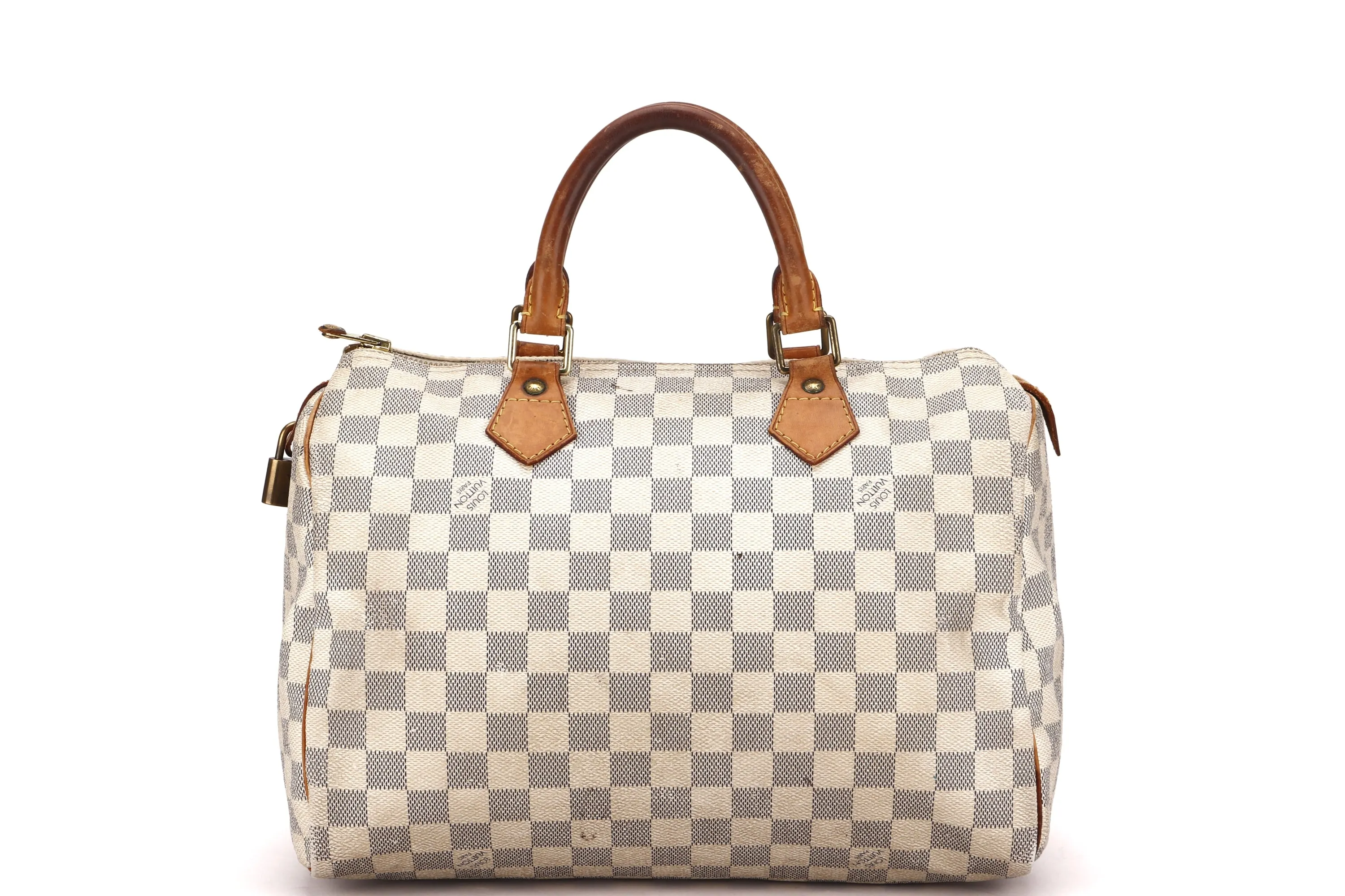 LOUIS VUITTON SPEEDY 30 (SP3130) DAMIER AZUR CANVAS GOLD HARDWARE, WITH LOCK, NO KEYS & DUST COVER