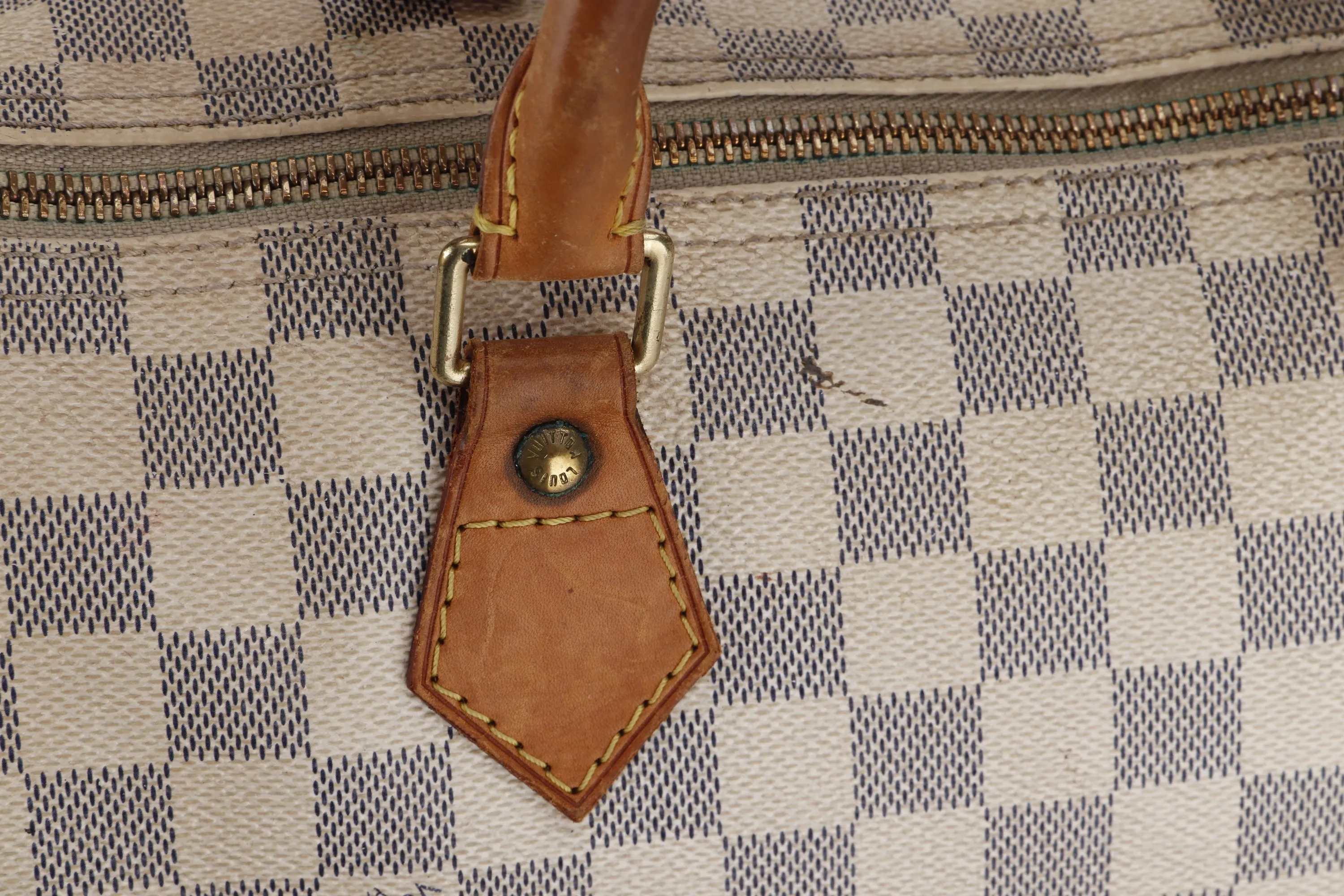 LOUIS VUITTON SPEEDY 30 (SP3130) DAMIER AZUR CANVAS GOLD HARDWARE, WITH LOCK, NO KEYS & DUST COVER