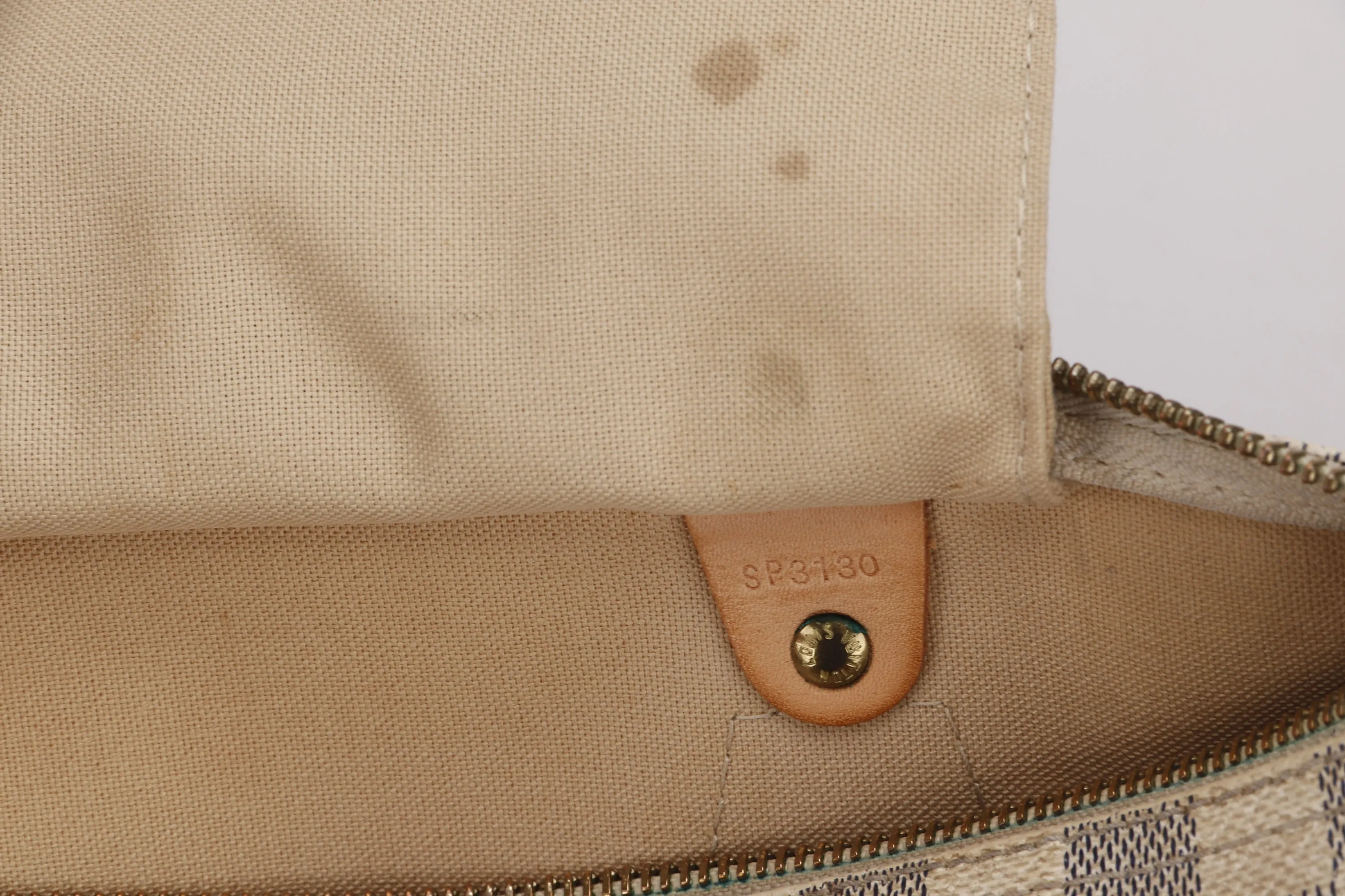 LOUIS VUITTON SPEEDY 30 (SP3130) DAMIER AZUR CANVAS GOLD HARDWARE, WITH LOCK, NO KEYS & DUST COVER