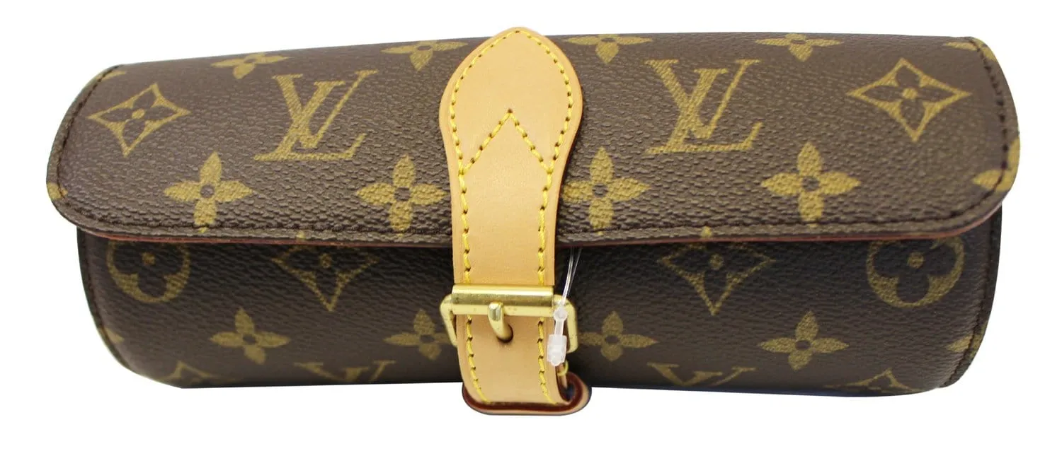 LOUIS VUITTON Watch Case Used  Monogram Canvas Etui 3 Montre