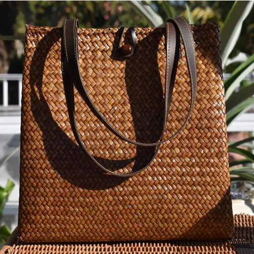 Lovely Handcrafted Krajood Bag with Leather Strap Handles | Yompai  NZ